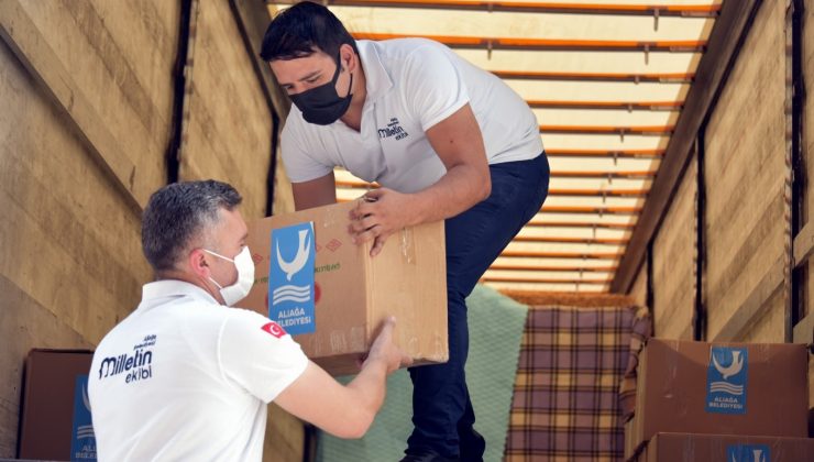 Aliağalı vatandaşlardan yangın bölgelerine destek