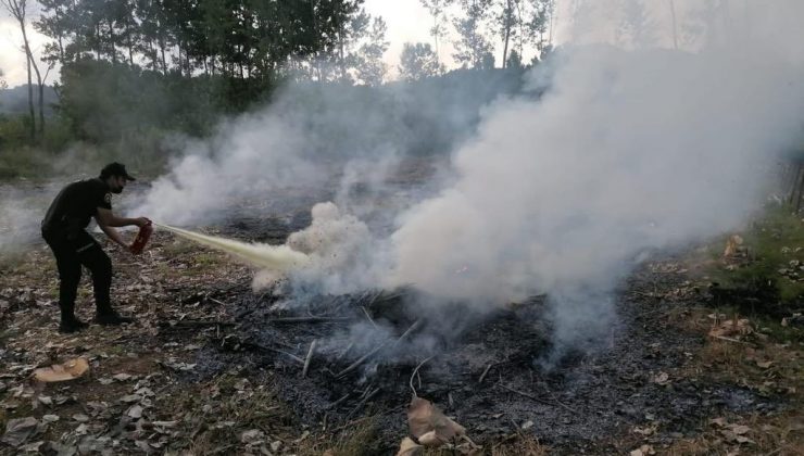Anız yangınına polis ekipleri müdahale etti