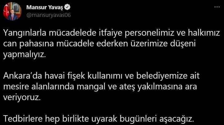 Ankara’da havai fişek kullanımına ara verildi