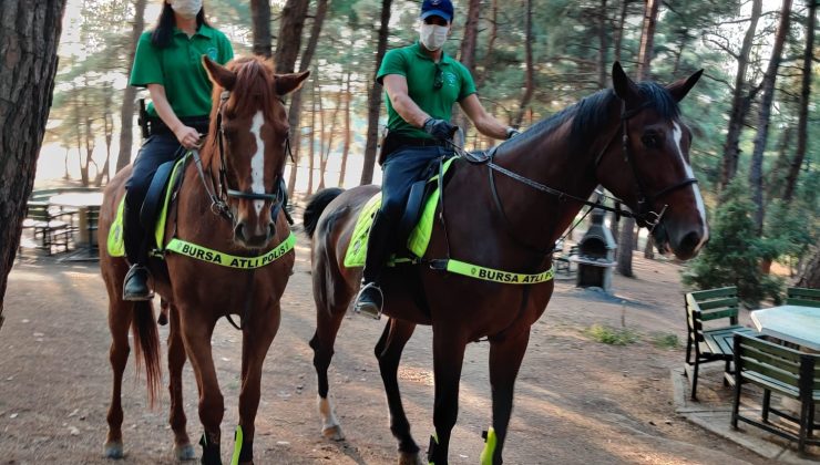 Atlı polisler yangın denetiminde