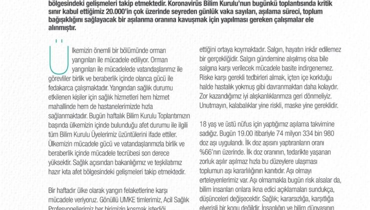 Bakan Koca: “18 yaş ve üstü nüfus için yaptığımız aşılama takvimine sadığız”