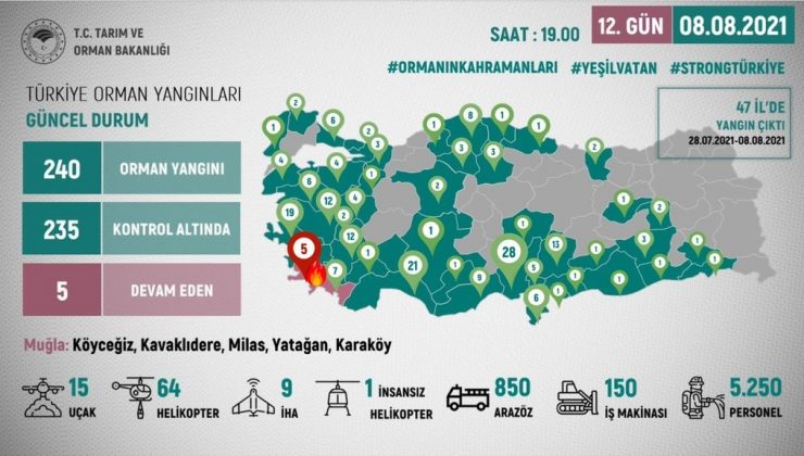 Bakan Pakdemirli, orman yangınlarına ilişkin güncel durumu paylaştı