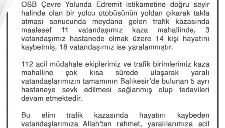 Balıkesir’de yolcu otobüsü devrildi