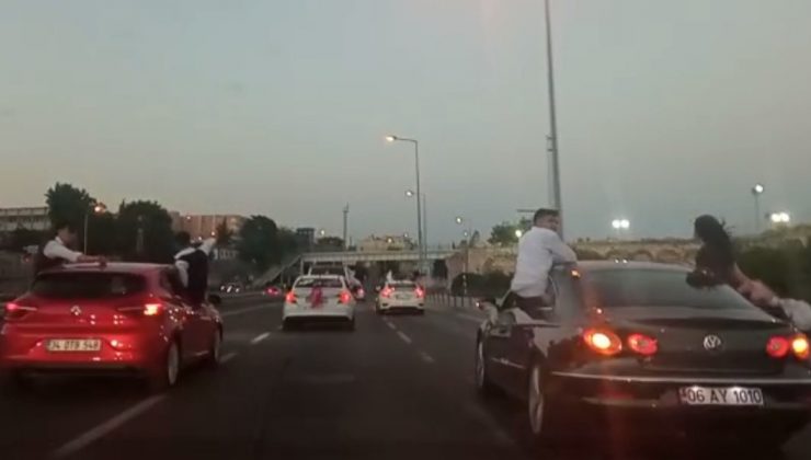 Düğün magandaları trafiği tehlikeye düşürdü
