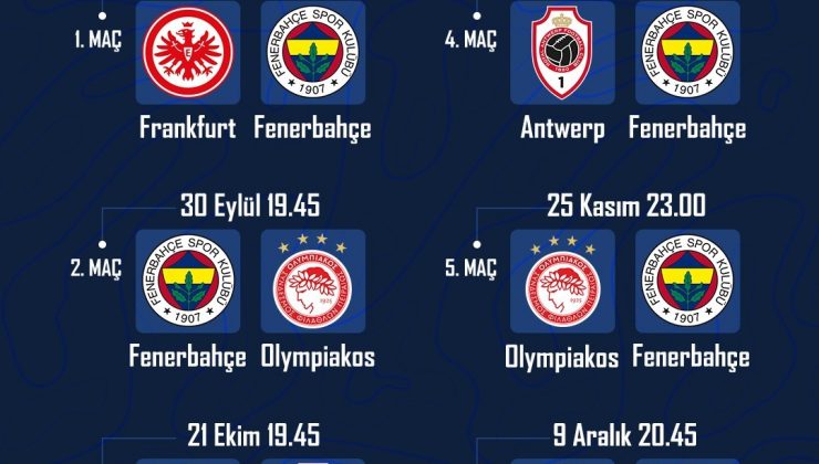 Fenerbahçe’nin UEFA Avrupa Ligi fikstürü belli oldu