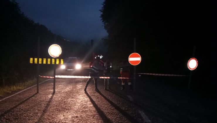 Giresun’da heyelan nedeniyle karayolu ulaşıma kapandı