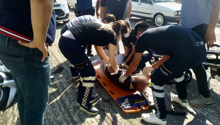 Aracın çarptığı motosiklet sürücüsü ağır yaralandı