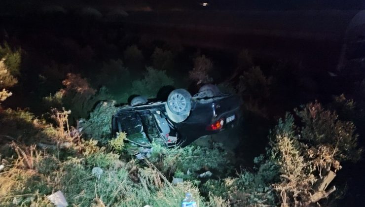 Hatay’da kontrolden çıkan otomobil bahçeye uçtu