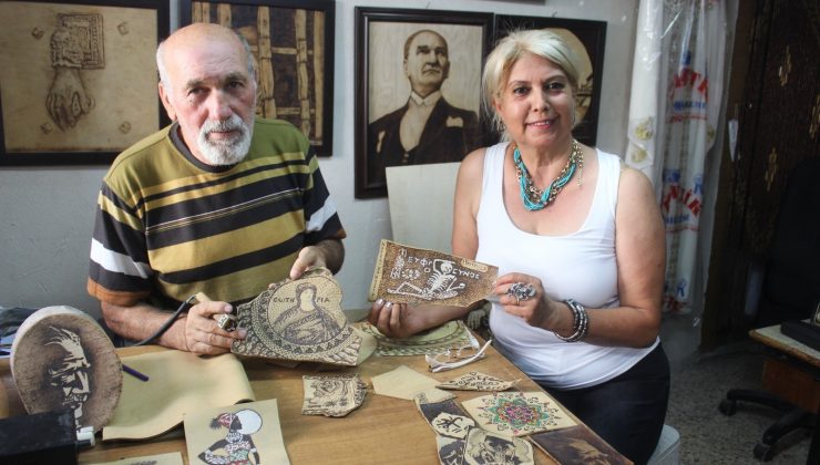 Hatay’da “yakma sanatı” bu kez de deriye işlendi