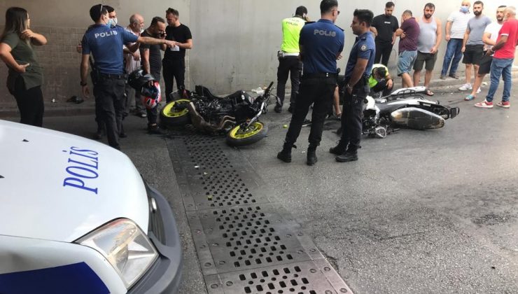 İki motosiklet alt geçitte çarpıştı