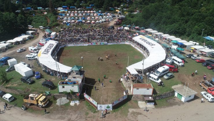 Kafkasör boğa güreşleri renkli görüntülere sahne oldu