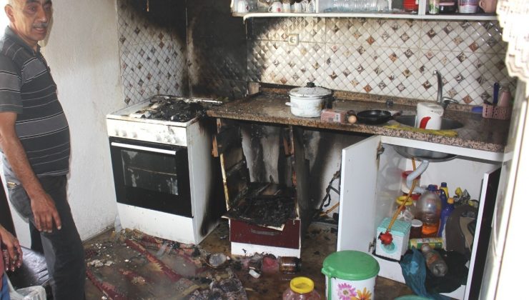 Mutfaktaki yangını köylüler söndürdü