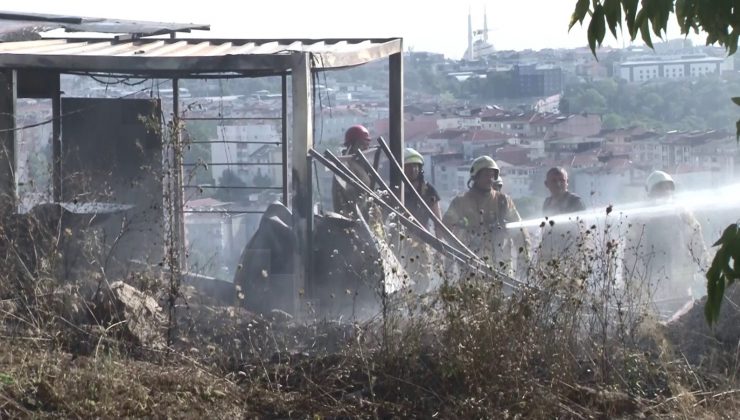 Üsküdar’da işçilerin kaldığı konteyner alev alev yandı