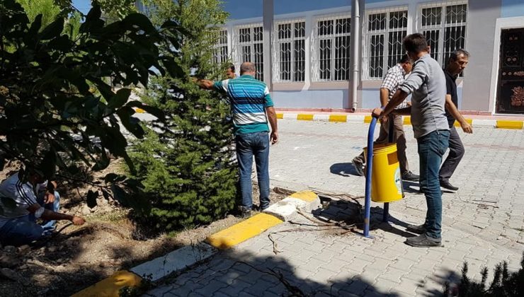 Pansiyon yapılacak alandaki ağaçlar nakil edildi