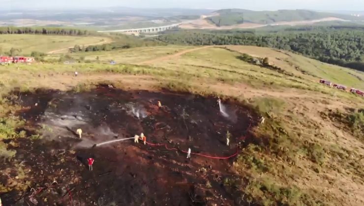 Pendik’teki orman yangını havadan görüntülendi