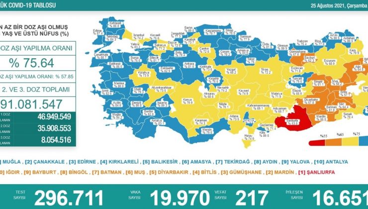 Son 24 saatte korona virüsten 217 kişi hayatını kaybetti