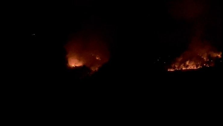 Sütçüler’deki yangına havadan gece müdahalesi