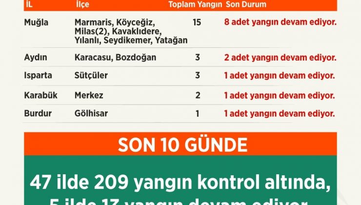 Tarım ve Orman Bakanı Pakdemirli, orman yangınlarına ilişkin son bilgileri paylaştı