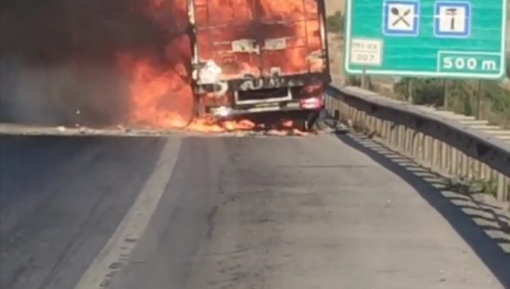 Tarsus’ta ev eşyası taşıyan kamyonet çıkan yangında küle döndü