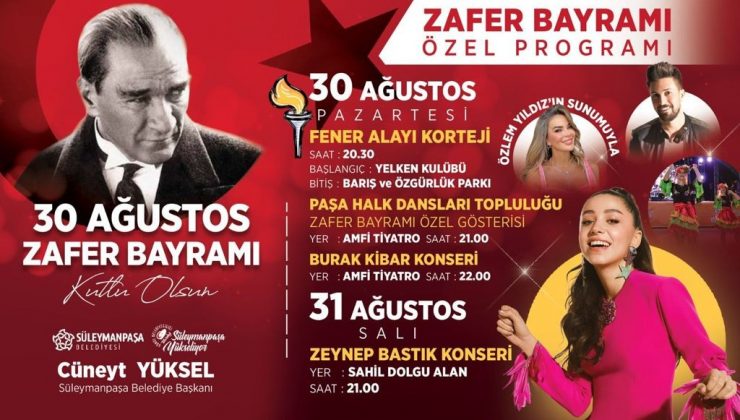 Tekirdağ’da iki günlük Zafer Bayramı kutlama programı