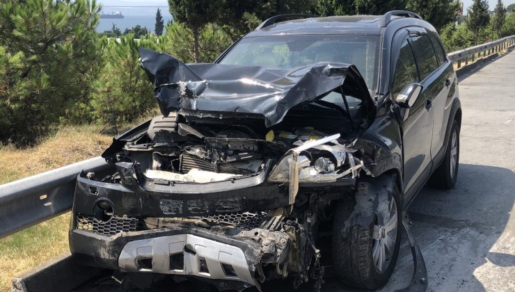 TEM’de cip, emniyet şeridinde bekleyen hafif ticari araca çarptı: 7 yaralı