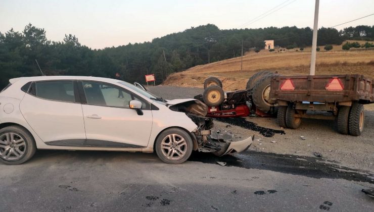 Traktör ile otomobil çarpıştı: 1 ölü, 2 yaralı