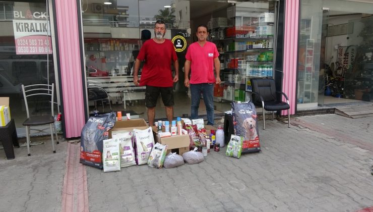 Yangın bölgesindeki hayvanlar için mama ve tıbbi malzeme desteği