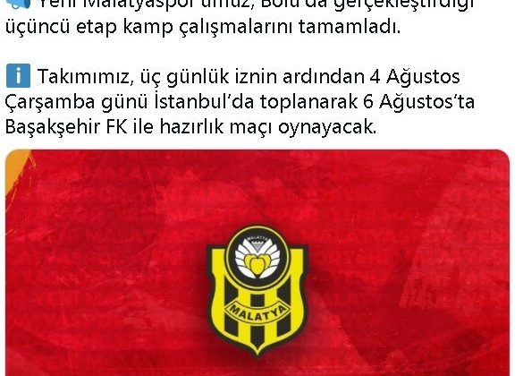 Yeni Malatyaspor, 3. etap kamp çalışmalarını tamamladı