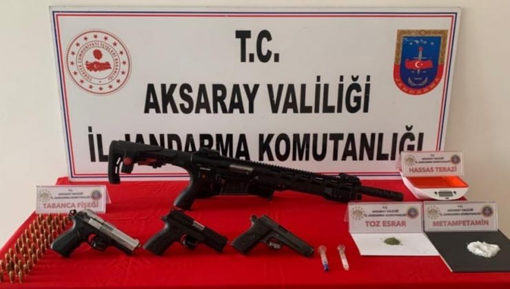 Aksaray’da uyuşturucu ve silah ticareti yapan 3 şüpheli yakalandı