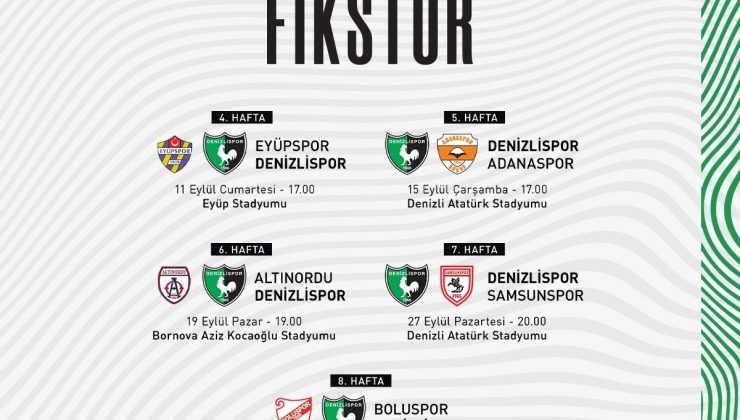 Denizlispor’un 5 haftalık maç müsabakası açıklandı