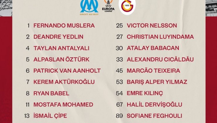 Galatasaray’ın Marsilya kamp kadrosu belli oldu