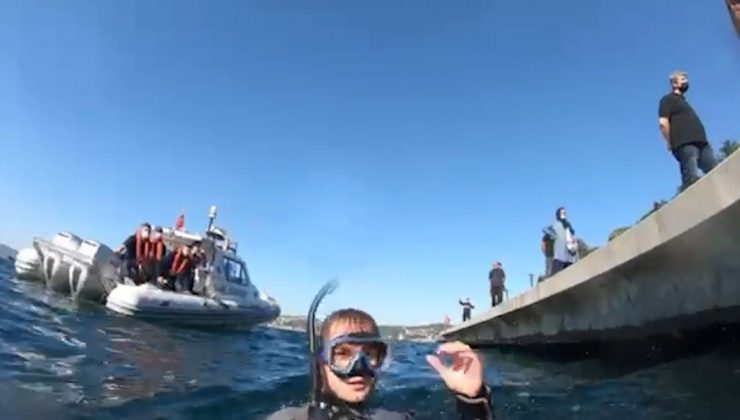 İskelede mahsur kalan kediyi Sahil Güvenlik ekipleri kurtardı