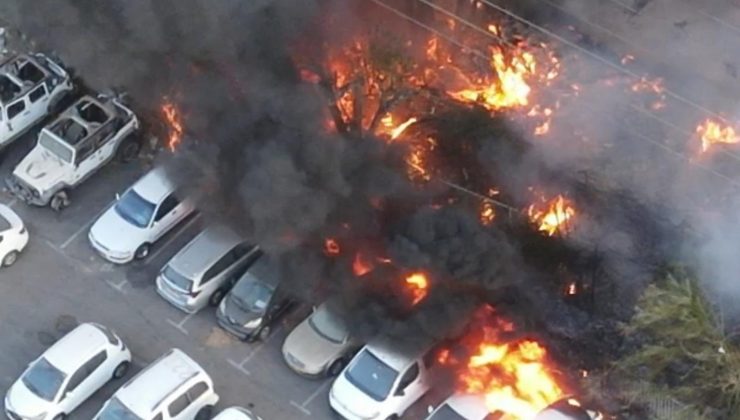 İsrail’de parkta çıkan yangın araçlara sıçradı