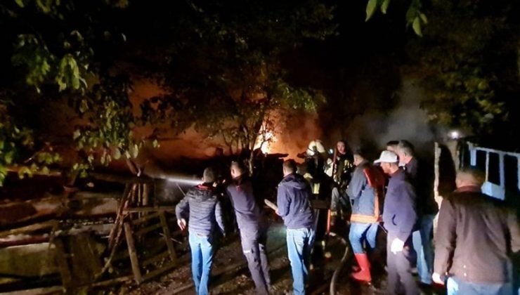 Karabük’te iki katlı ev, ahır ve ambar alevlere teslim oldu
