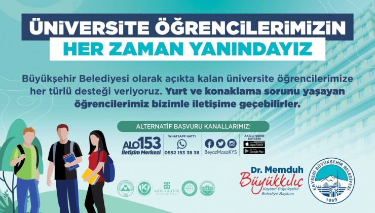 Kayseri Büyükşehir Belediyesi, üniversitelileri yalnız bırakmıyor