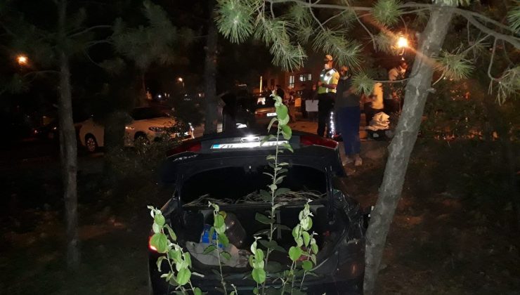 Kontrolden çıkan otomobiller çarpıştı, biri parka uçtu: 2 yaralı