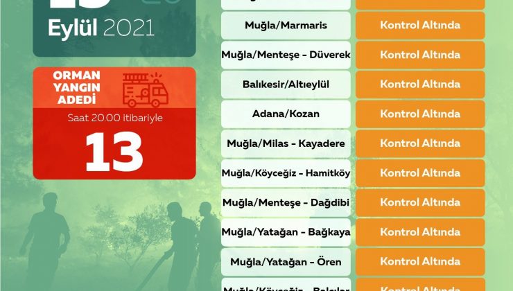 OGM: “Bugün çıkan 13 orman yangınının tamamını kontrol altına aldık”