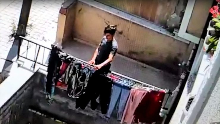 Önce giydi, sonra çaldı