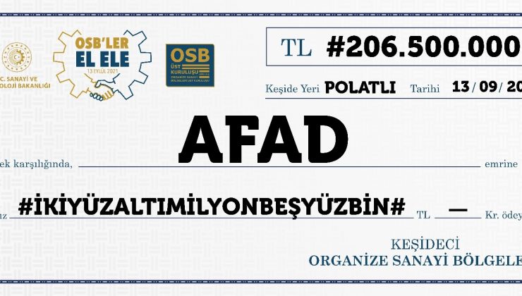 OSB’lerden 206 milyon TL’lik yardım