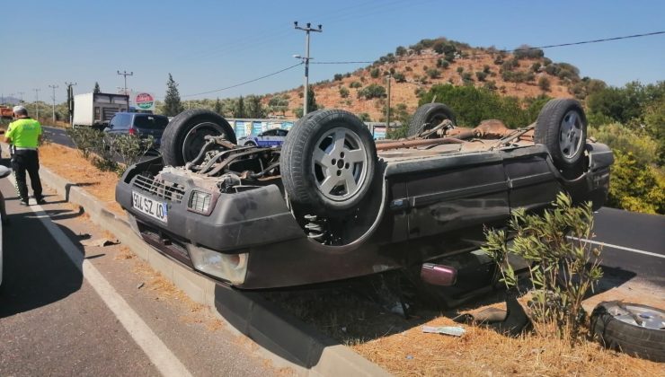 Otomobil takla atarak durabildi