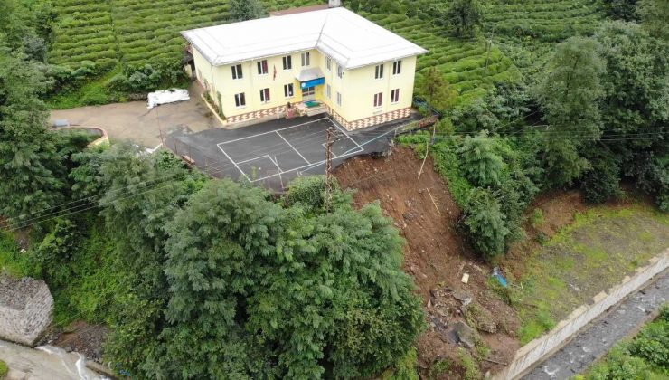 Rize’de selde bahçesi kopan okul için zemin etüdü raporu bekleniyor