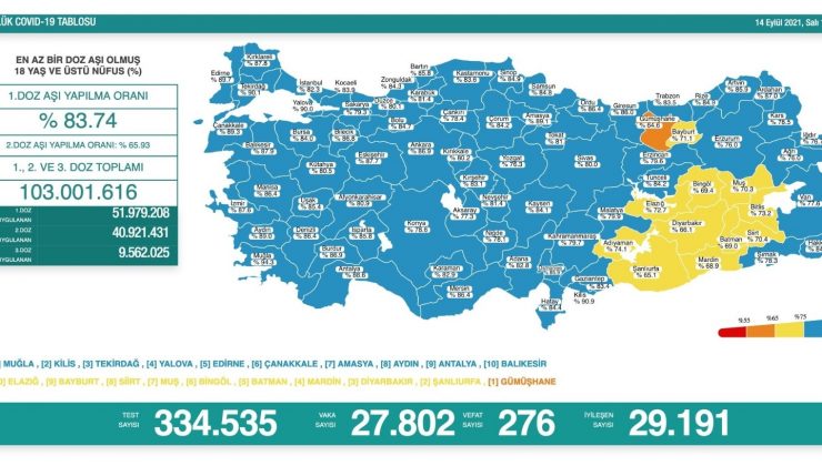 Son 24 saatte korona virüsten 276 kişi hayatını kaybetti