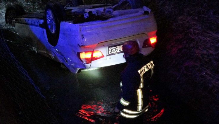 Tokat’ta otomobil Sulama kanalına uçtu