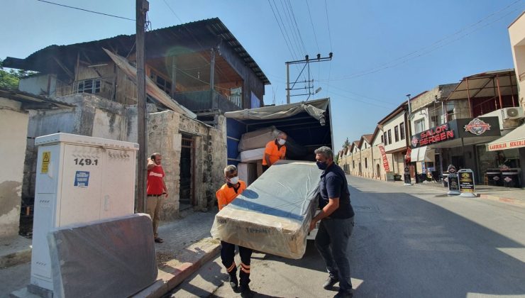 Yangında zarar gören ailelere yardım