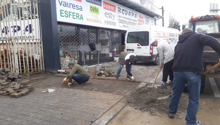 Yol ve kaldırım onarım işlemleri tamamlanıyor