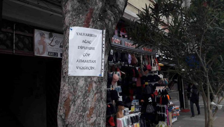Ağaca astığı notla insanlara çöp atmamaları için yalvardı