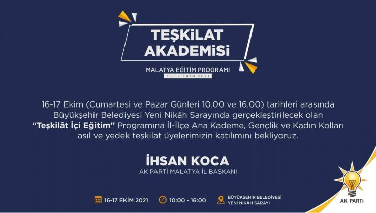 AK Parti Malatya’da “Teşkilât İçi Eğitim”