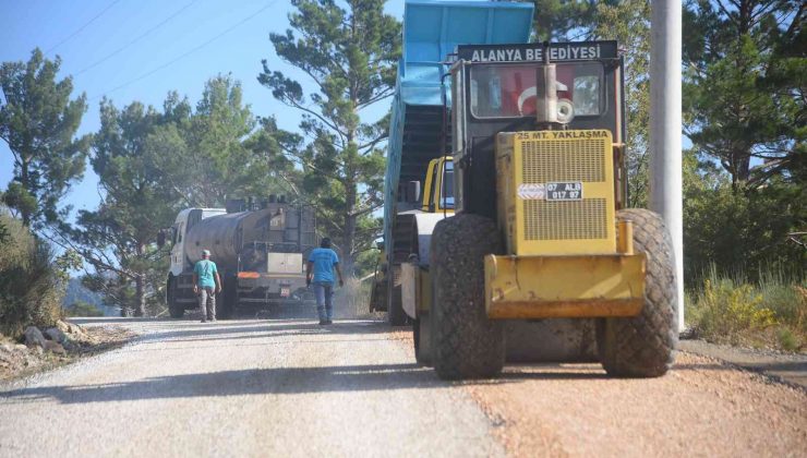 Alanya Koşdavut yoluna asfalt çalışması