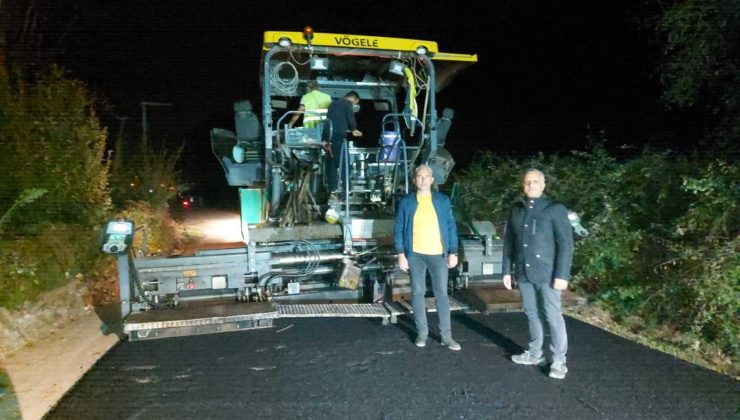 Düzce’de Gece gündüz asfaltlama yapıldı