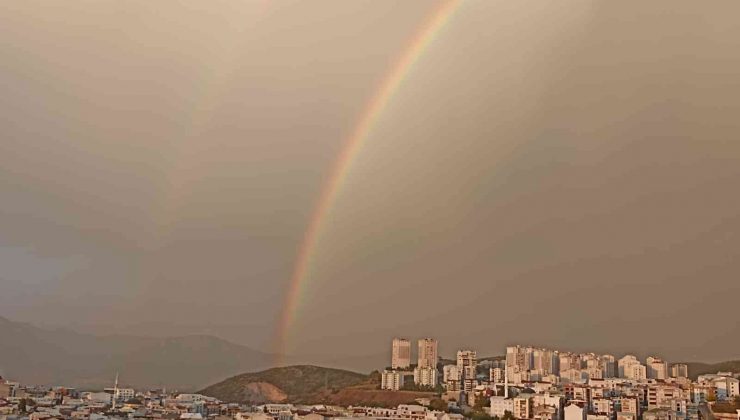 Kestel’de gökkuşağı kartpostallık görüntüler oluşturdu